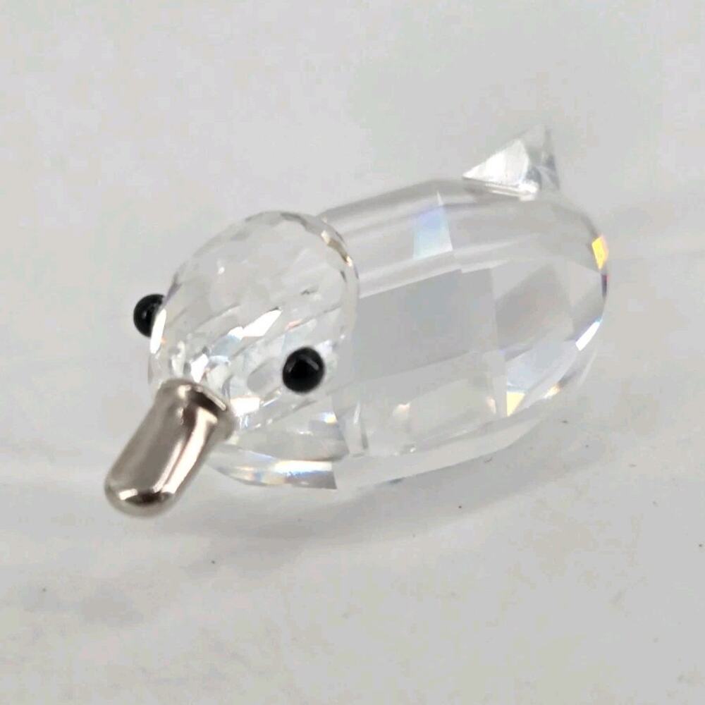 Swarovski Crystal Figurine Mini Duck Silver Tone Metal Bill 1.8" Sparkles **Read